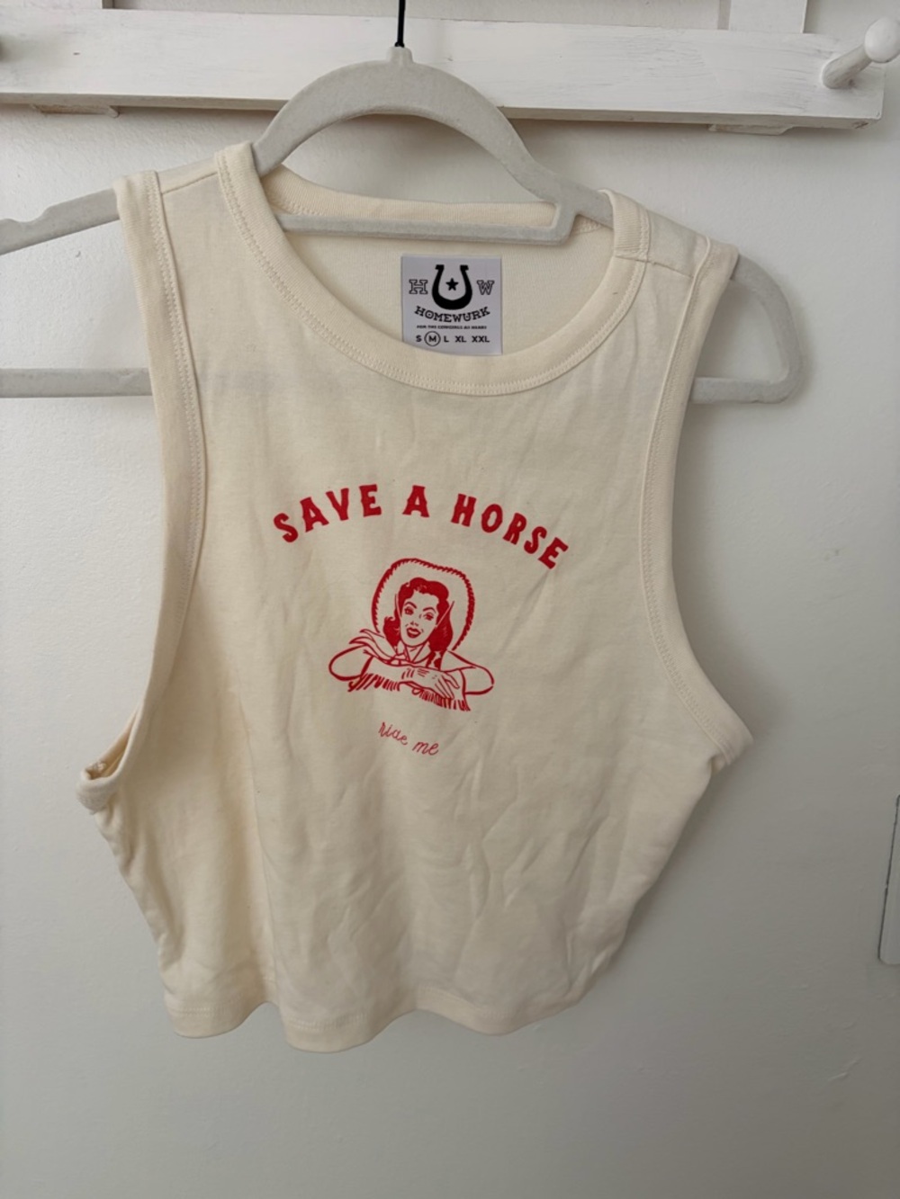 Homewurk Cream 'Save a Horse' Graphic Tank Top